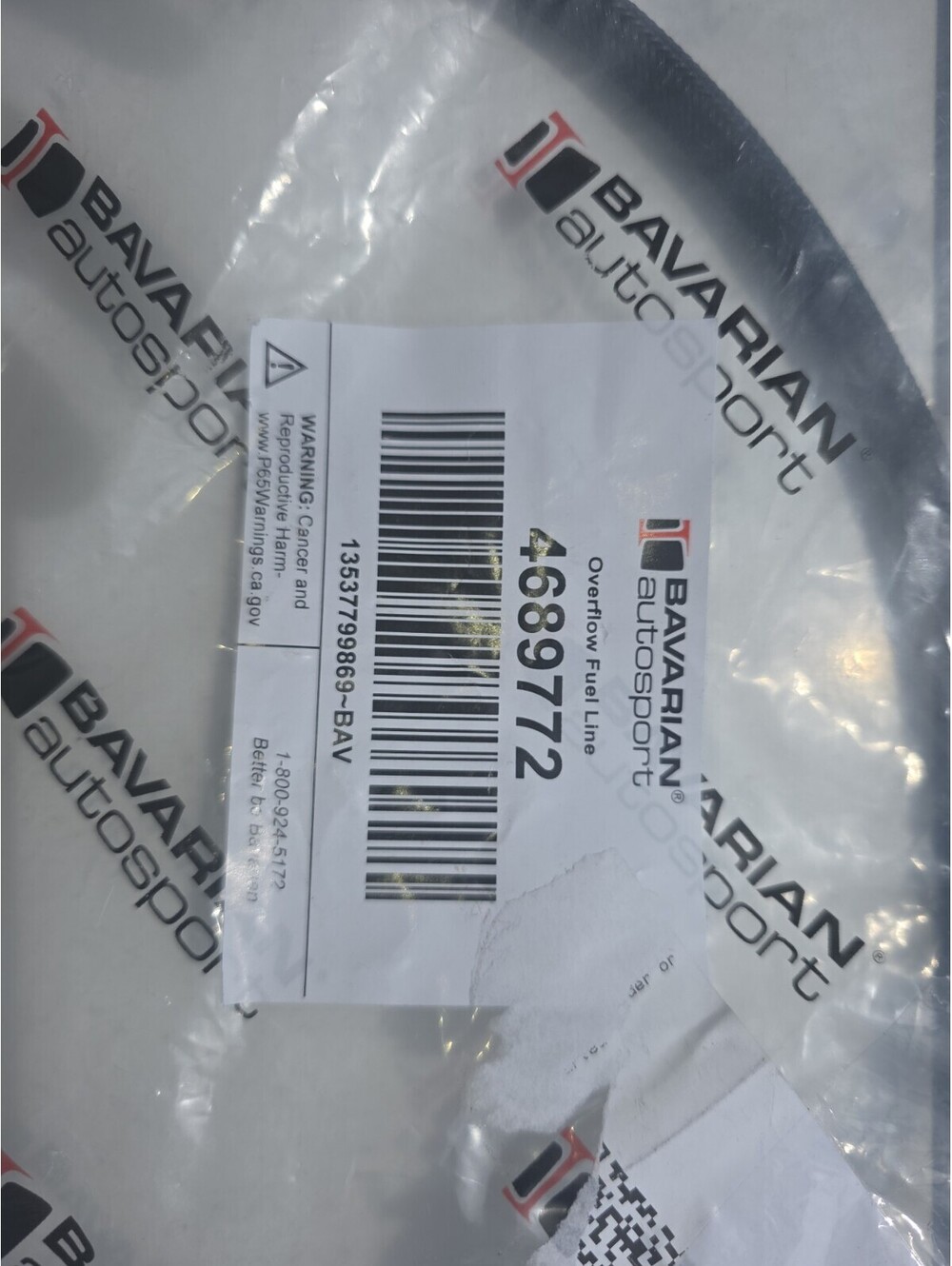 Bavarian Overflow Fuel Line Es #4689772 Mfg #13537799869